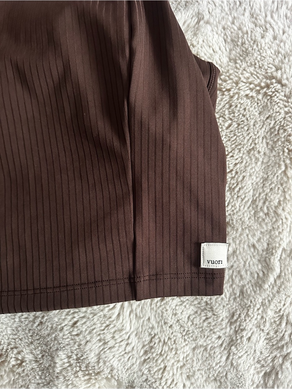 Cup Ribbed Square-Neck Crop Tank Top - Chocolate Brown - Picture 2 of 5